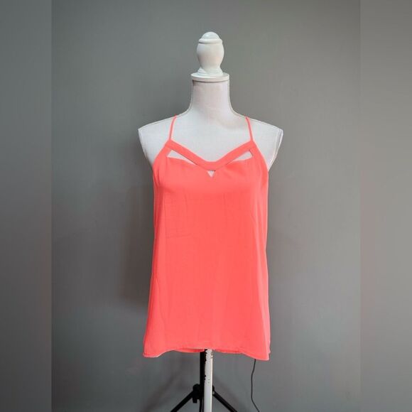 Neon Orange Express Cutout Strappy Tank Size S EUC - Picture 1 of 5